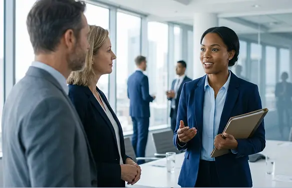 Candidate confidently answering "tell me about yourself" during a job interview