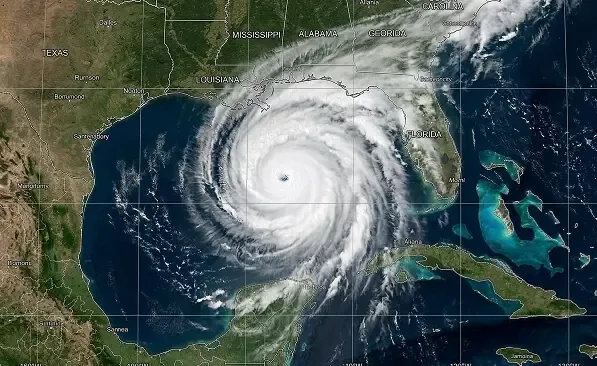 Satellite image of Hurricane Isaias in the Gulf of Mexico approaching the U.S. Gulf Coast